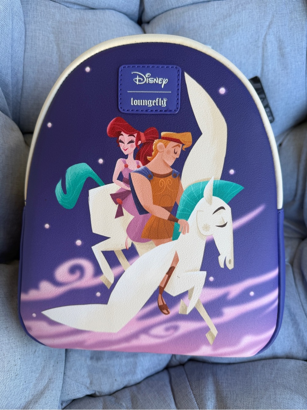 Loungefly Purple Pegasus Ride mini backpack Backpack with Teal & Pink Accents